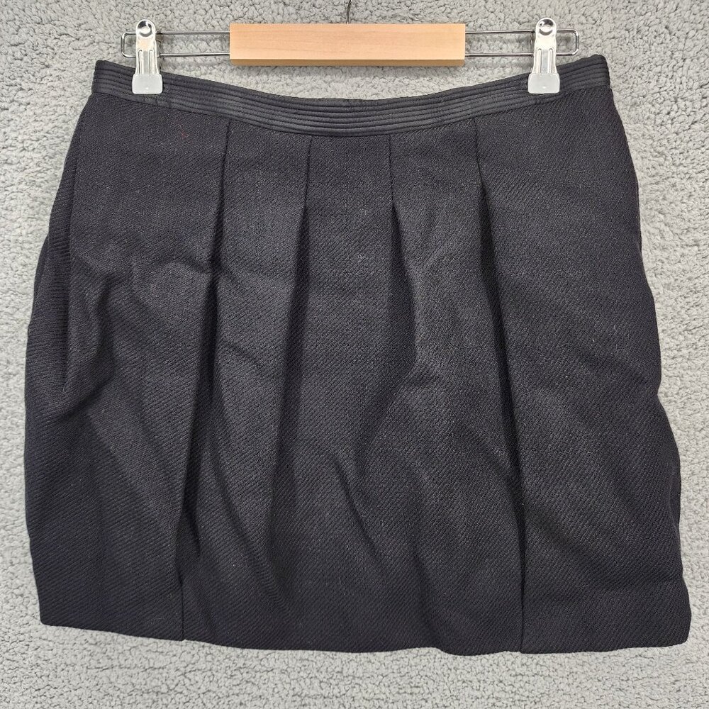 BCBGMAXAZRIA Runway Women's‎ Size 10 Black Wool Pleated Silk Lined Mini Skirt